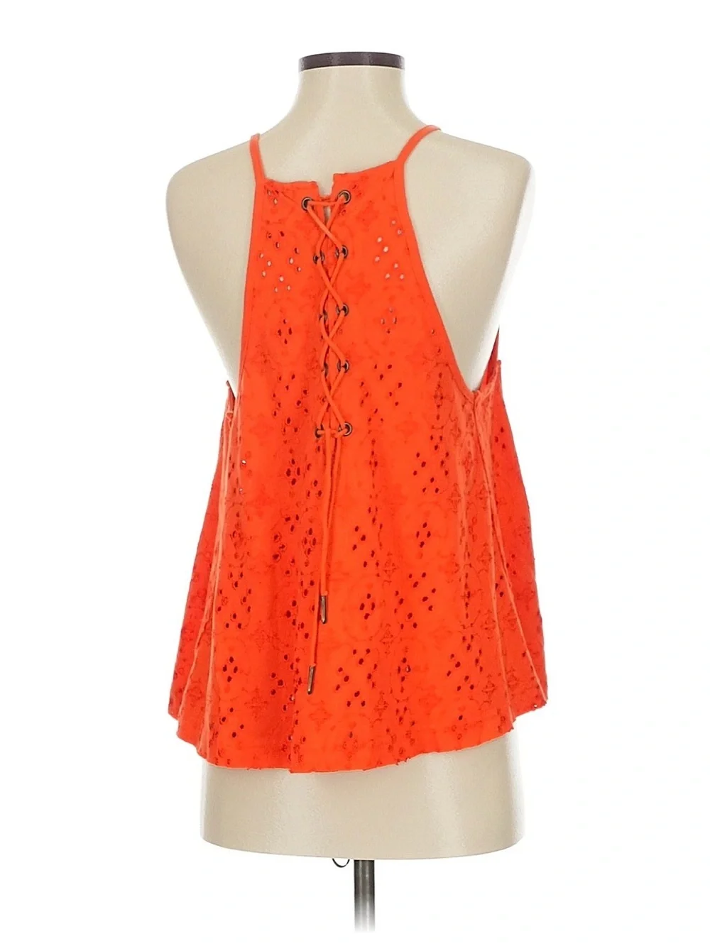 Free People Bright Orange Eyelet Halter Swim Cover-Up